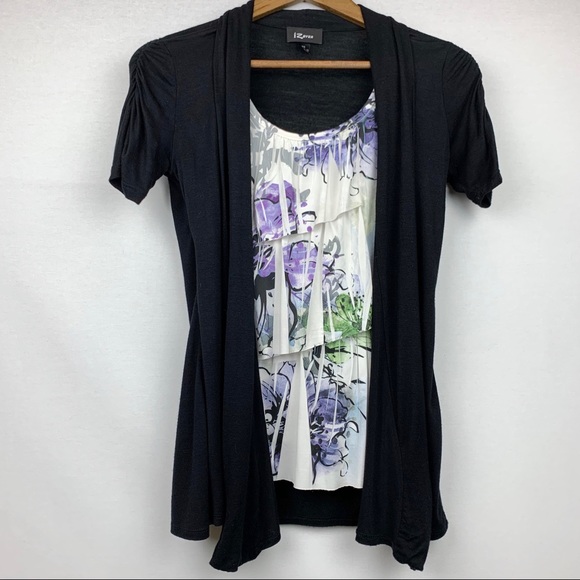 Iz Byer Tops - IZ Byer One Piece Ruffle Camisole Cardigan